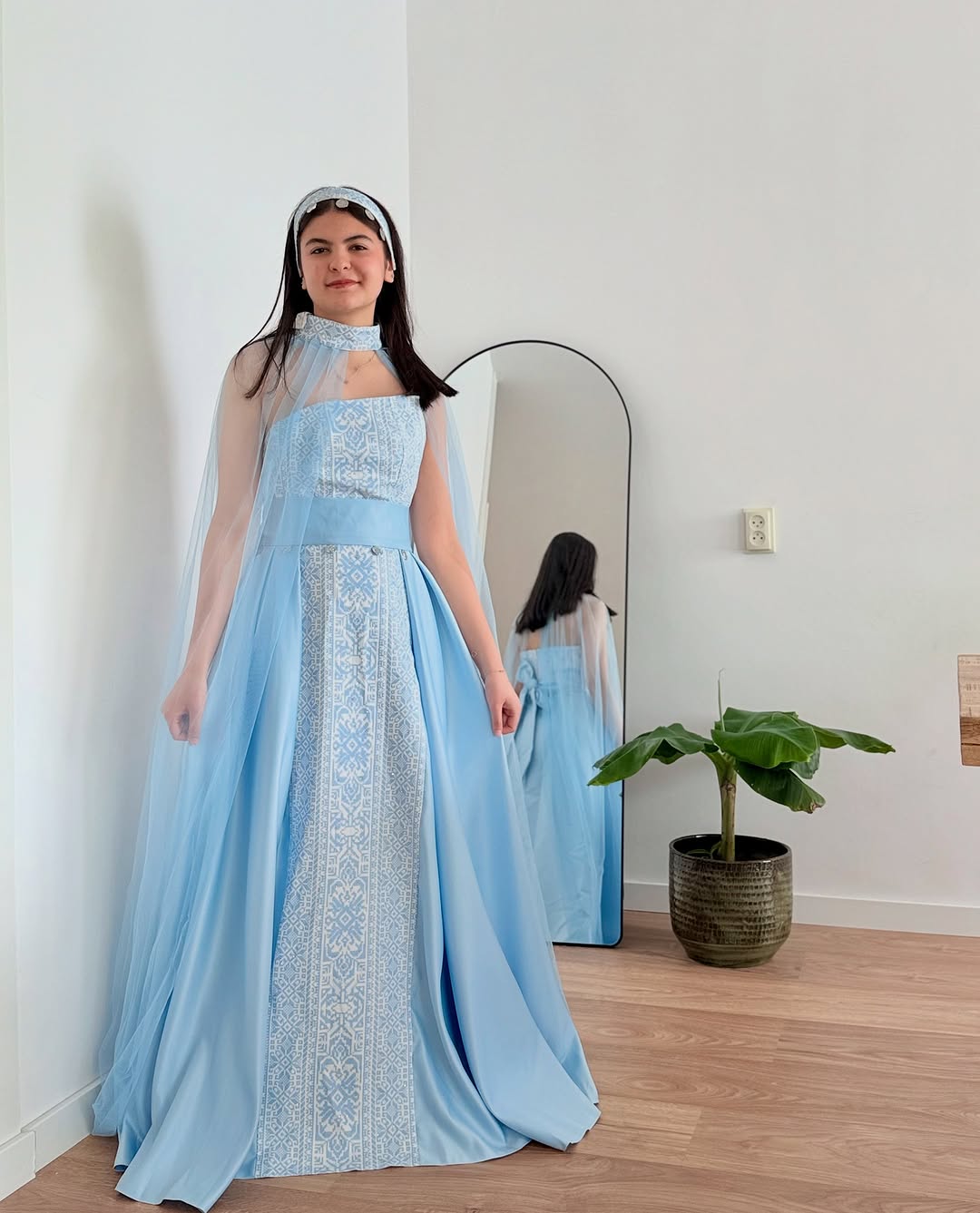 Azure Grace Tatreez Cape Gown